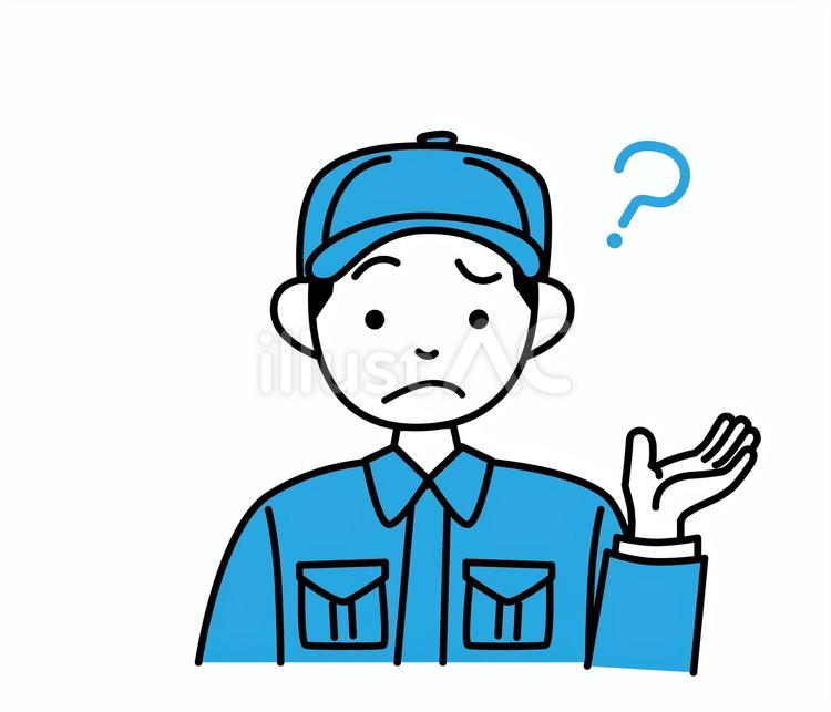 怪訝そうな顔の工場作業員の男性 工場,作業員,社会人のイラスト素材