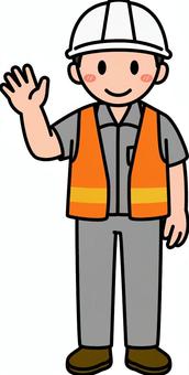 合図するグレーの作業員です。 合図するグレーの作業員です。 作業員,シンプル,スタッフ,従業員,アルバイト,パート,倉庫,運搬,物流,作業のイラスト素材