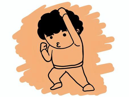 がんばるぞのポーズの人 がんばるぞのポーズの人 男の人,がんばる,パーマ,かわいい,愛嬌,面白いのイラスト素材