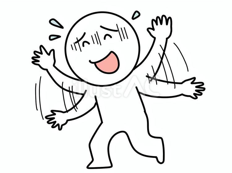 焦りながら言い訳する棒人間 焦る,手,笑顔のイラスト素材