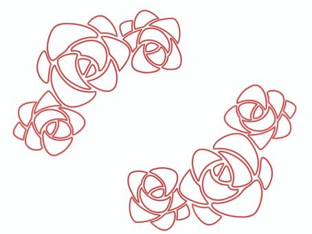 フレーム等角に使えるバラの装飾　主線のみ あしらい,薔薇,飾り,角,花,コーナーフレーム,フレーム,デコレーション,デザイン,ポイントのイラスト素材