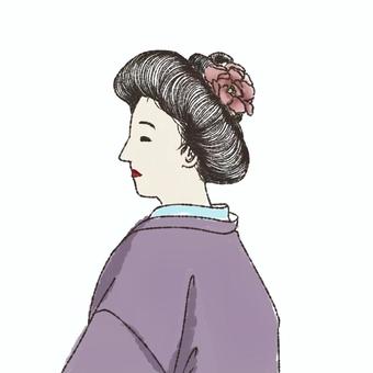 廂髪 廂髪,ひさし髪,束髪,日本髪,二百三高地髷,明治時代,文化,歴史,服装,髪型のイラスト素材