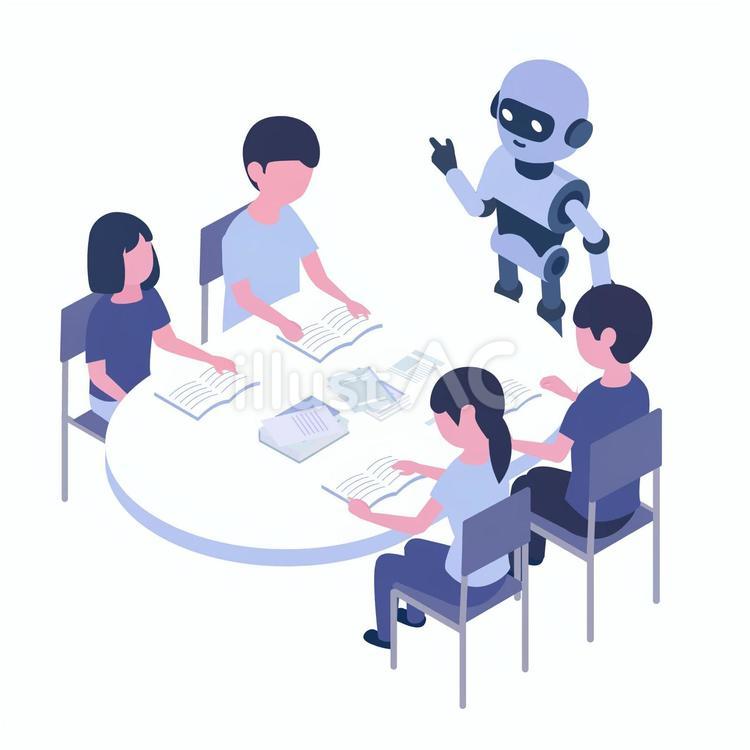 AIロボットと人物 ai,ロボット,デジタルのイラスト素材