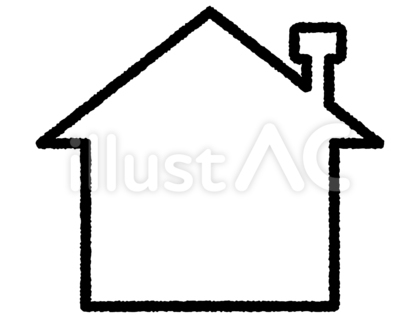 ラフな線のラインのみ家アイコン