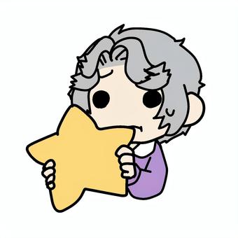 星を持つ困ったおばあさん おばあさん,星,持つ,困る,困惑,焦る,不安,汗,お気に入り,クッションのイラスト素材