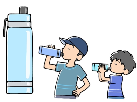 水筒のイラスト 水筒,男性,少年,水分,補給,帽子のイラスト素材