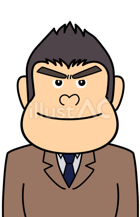 体育会系の会社員　にっこり　ゴリラ顔 サラリーマン,大男,体格のイラスト素材