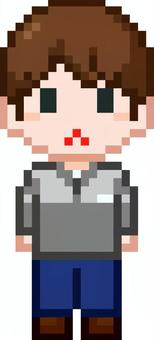 ドット絵のグレー服の男性従業員です。 ドット絵,制服,シンプル,ジャケット,従業員,オフィス,勤務,現場,ワークスタイル,ビジネスウェアのイラスト素材