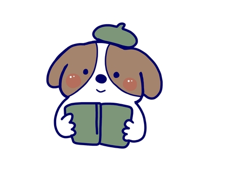 本を読むキャバリア キャバリア,犬,動物,本,読書,ベレー帽,小型犬,中型犬,保護犬,家庭犬のイラスト素材