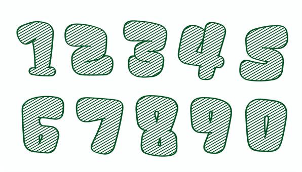 オリジナル数字セットE　斜線 数字,フォント,オリジナル,文字,フチ文字,袋文字,ポップ,ラフ,落書き風,手書き風のイラスト素材