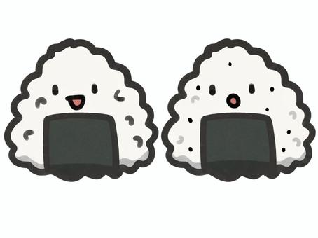 おにぎり / ごまおにぎり おにぎり,ゴマおにぎり,ごま,焼きのり,焼き海苔,セット,ご飯,主食,塩,米のイラスト素材