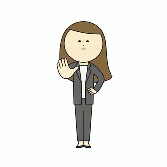 手のひらを突き出すスーツの女性_お断り 手のひらを突き出すスーツの女性_お断り 女性,人物,スーツのイラスト素材