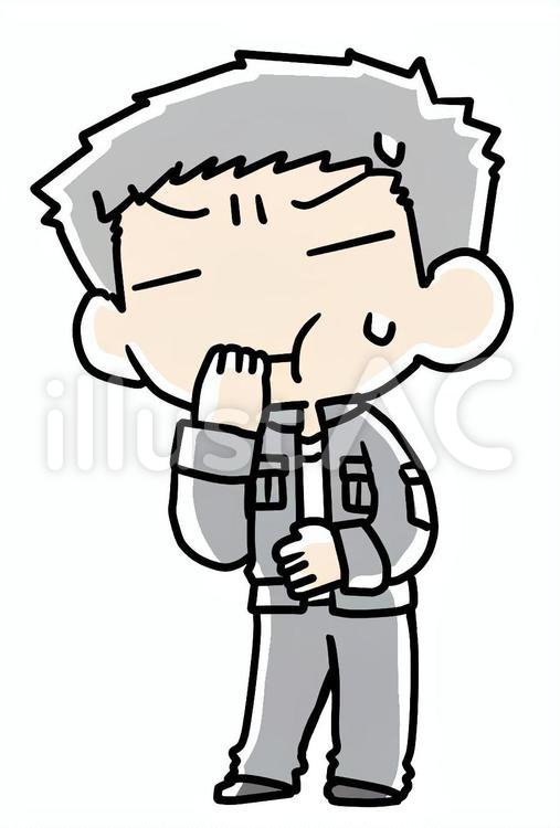 気持ち悪くなっているおじいさん 気持ち悪い,不調,おじいさんのイラスト素材