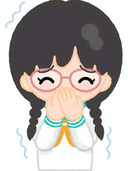 学生服女性2笑いを堪える 学生服,堪える,耐える,我慢,震える,セーラー服,学生,未成年,少女,人物のイラスト素材