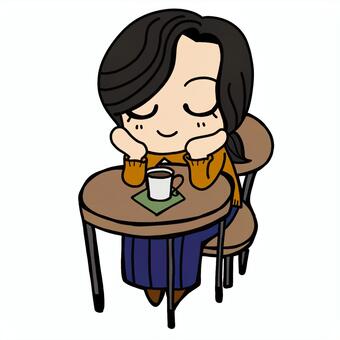 A woman relaxing at a cafe, cafe, to relax, female, JPG and PNG