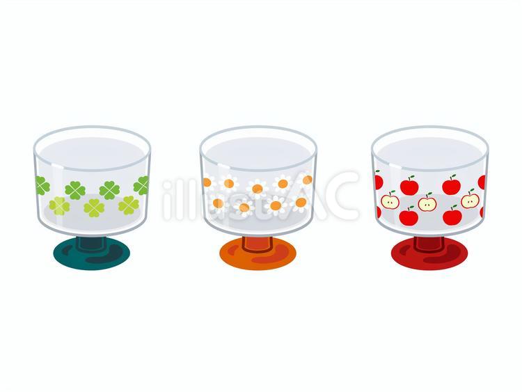 昭和レトロな脚付きデザート皿セット 昭和レトロ,昭和,デザート皿のイラスト素材