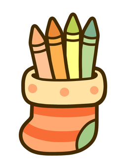 クリスマス靴下　クレヨン クレヨン,プレゼント,靴下,クリスマス,１２月,冬,イベント,手書き,手描き,挿絵のイラスト素材