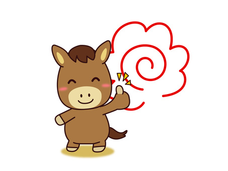 はなまるいいねのお馬さん 馬,午年,干支,はなまる,花丸,いいね,サムズアップ,正月,挿絵,カットイラストのイラスト素材