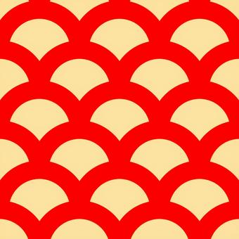 テクスチャ　半月の連鎖 半円,鱗,模様,パターン,配列,対称,曲線,赤,ベージュ,調和のイラスト素材