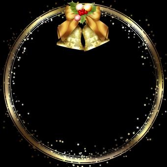 クリスマスのアイコンリング クリスマスのアイコンリング クリスマス,金,金色,ピカピカ,キラキラ,星,鐘,ベル,リボン,柊のイラスト素材