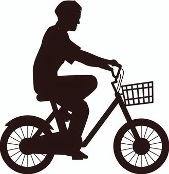 自転車シルエット 自転車,二輪,チャリ,ミニ,横向き,移動,乗り物,男性,シルエットのイラスト素材