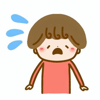 ゆるかわいい人•汗をかく、焦る 汗,汗をかく,暑い,焦る,心配,ネガティブ,シンプル,かわいい,ゆるい,人のイラスト素材