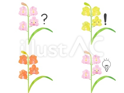 花のキャラの表情セット 考 シンビジウム