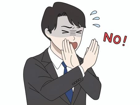 必死になって断るスーツの男性 男性,拒否,やめて,ダメ,汗のイラスト素材