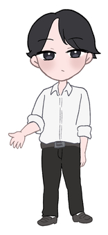 無気力男子学生 男子,男子高校生,学生,yシャツ,制服,スラックス,ローファー,黒髪,短髪,腕まくりのイラスト素材