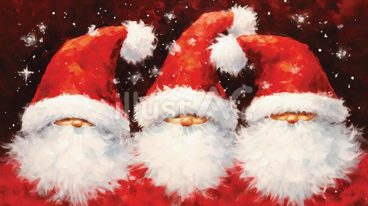 3人のサンタクロース クリスマス,サンタクロース,クリスマスカードのイラスト素材