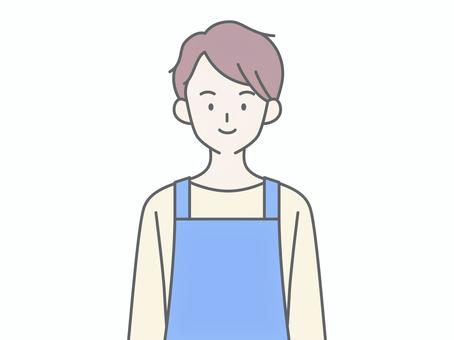 直立するエプロンの男性 直立するエプロンの男性 人物,男,エプロン,主夫,保育士,ヘルパー,介護士,正面,笑顔,かっこいいのイラスト素材