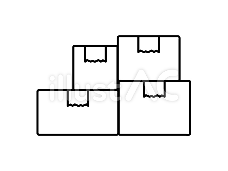 ダンボール　複数　積む　白黒 ダンボール,箱,梱包のイラスト素材