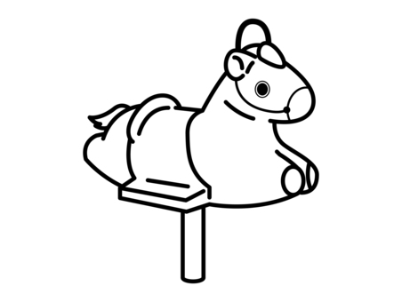 公園在住のお馬さん モノクロ 公園,馬,遊具,線画,モノクロのイラスト素材