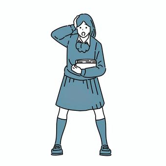 困る女子生徒 困る女子生徒 女性,学生,全身,困る,ジェスチャー,ポーズ,慌てる,焦る,制服,生徒のイラスト素材