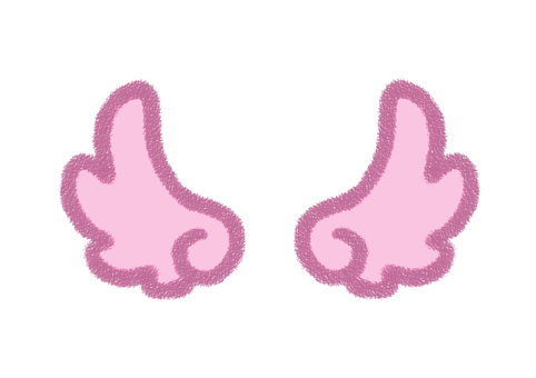 上向きの天使の羽①　ピンク 羽,天使,メルヘン,ポップ,かわいい,ピンク,挿絵,シンプル,ワンポイント,透過のイラスト素材