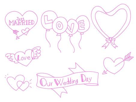 Wedding material 2, heart, ribbon, balloon, JPG and PNG