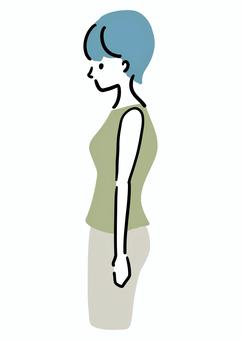 姿勢が良い女性 女性,姿勢,良い,正しい,体幹,健康,かわいい,シンプル,ラフタッチ,手書き風のイラスト素材