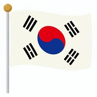 韓国 国旗 韓国 国旗 韓国,国旗,外国,アジア圏,棒,布,模様,円,黒,白のイラスト素材