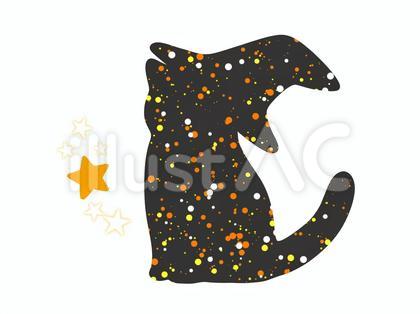ハロウィンカラーのキラキラをまぶした黒猫