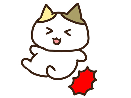 事故・トラブルで尻餅をついた三毛猫 トラブル,事故,転ぶ,転倒,尻餅,痛い,ねこ,けが,注意喚起,安全のイラスト素材