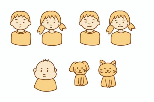 こどもとペット ベクター素材① こどもとペット ベクター素材① 子供,ペット,男の子,女の子,ベクター,笑顔,にっこり,笑う,困り顔,困ったのイラスト素材