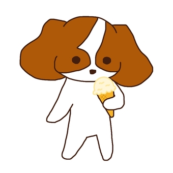 アイスクリームを持つキャバリア 犬,キャバリア,アイスクリーム,デザート,アイコン,二足歩行のイラスト素材