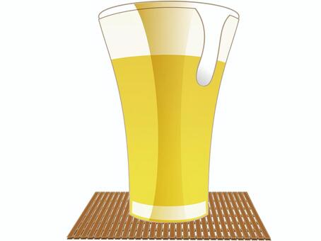 Summer beer glass with wooden coaster, 20 years and over, malt, alcoholic beverages, JPG, PNG and AI