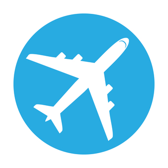 飛行機アイコン丸_青 飛行機,航空機,アイコン,旅行,ジェット機,フライト,乗り物,ボタン,シンプル,単体のイラスト素材