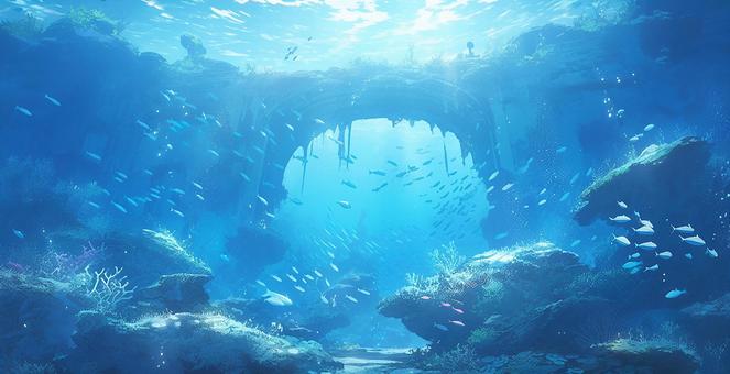 Illustration, sea, fish, swim, 