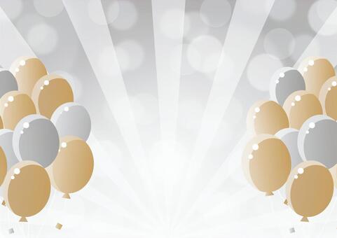 ゴージャスな風船とシルバーの集中線 集中線,光,玉ボケ,風船,ゴージャス,背景のイラスト素材