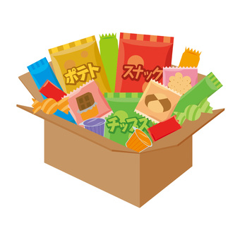お菓子箱 お菓子箱,お菓子,ボックス,box,箱,詰め合わせ,ダンボール,オヤツ,セット,スナックのイラスト素材