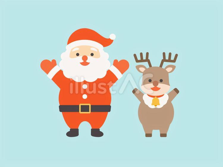 両手を上げるサンタとトナカイのイラスト サンタ,トナカイ,クリスマスのイラスト素材