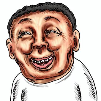 不気味な笑顔のやばそうなおっさん 不審者,変人,奇人,おっさん,ヤバイ,男,不気味,笑う,笑顔,パーマのイラスト素材