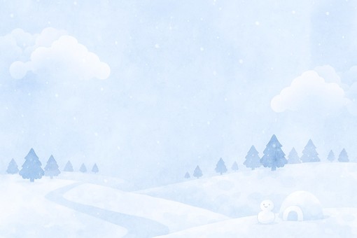 雪景色　背景 雪景色,雪,積もる,雪だるま,かまくら,ゆきだるま,丘,小道,道,雲のイラスト素材